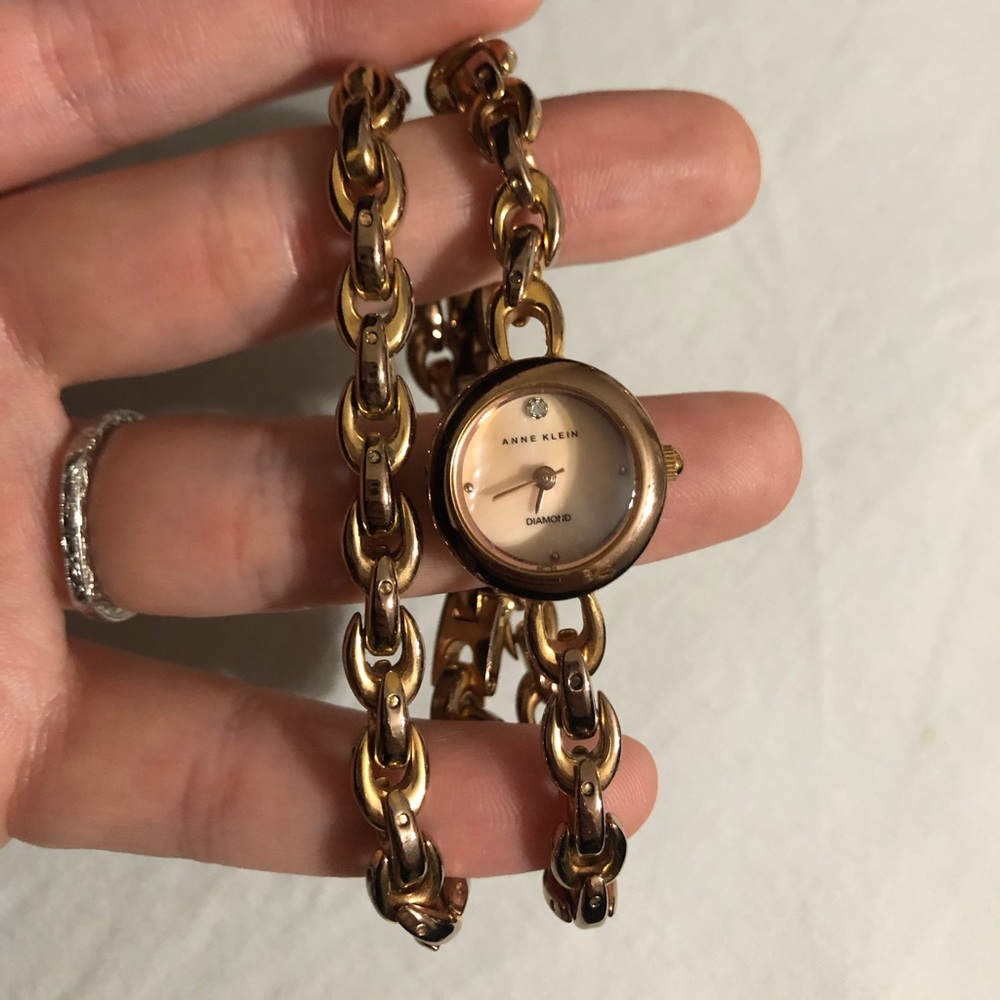 Anne Klein rose gold double wrap bracelet watch